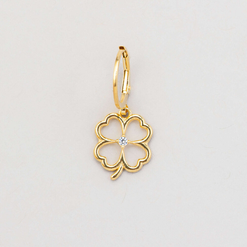 Mono orecchino quadrifoglio filo argento