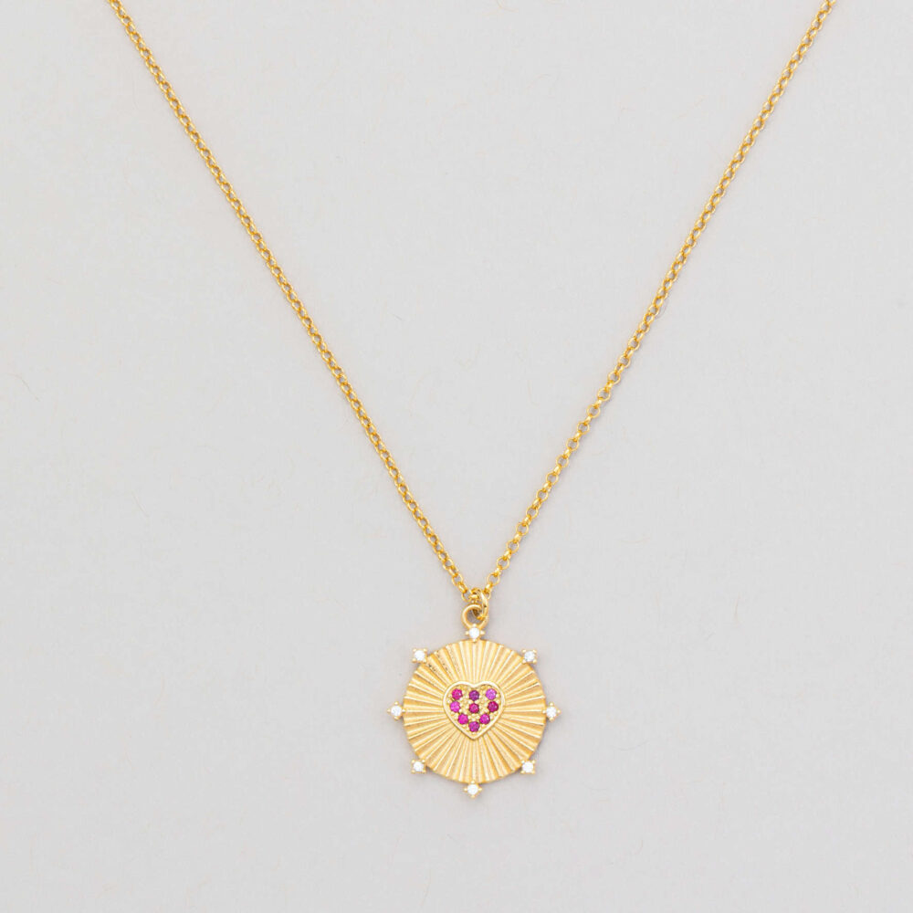 collana medaglione cuore raggiato