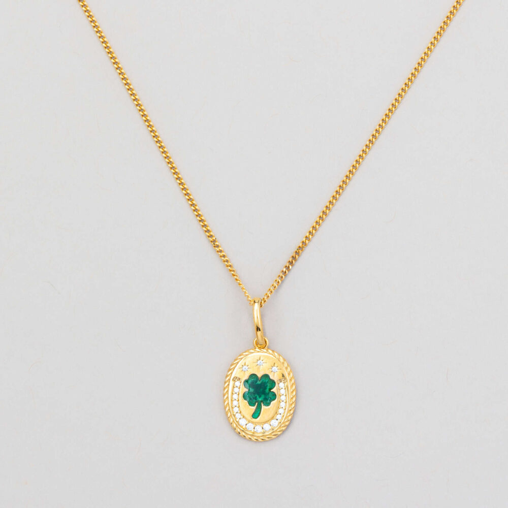 collana medaglione quadrifoglio